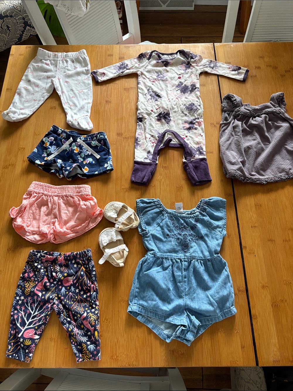 Baby Girls Mixed Pants, Onesie & Romper Set 3-6 Month Bundle